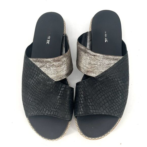 Trask Codi Crossover Sandal Black And Silver With Embossed Leather Womens Size 9 - Picture 11 of 11